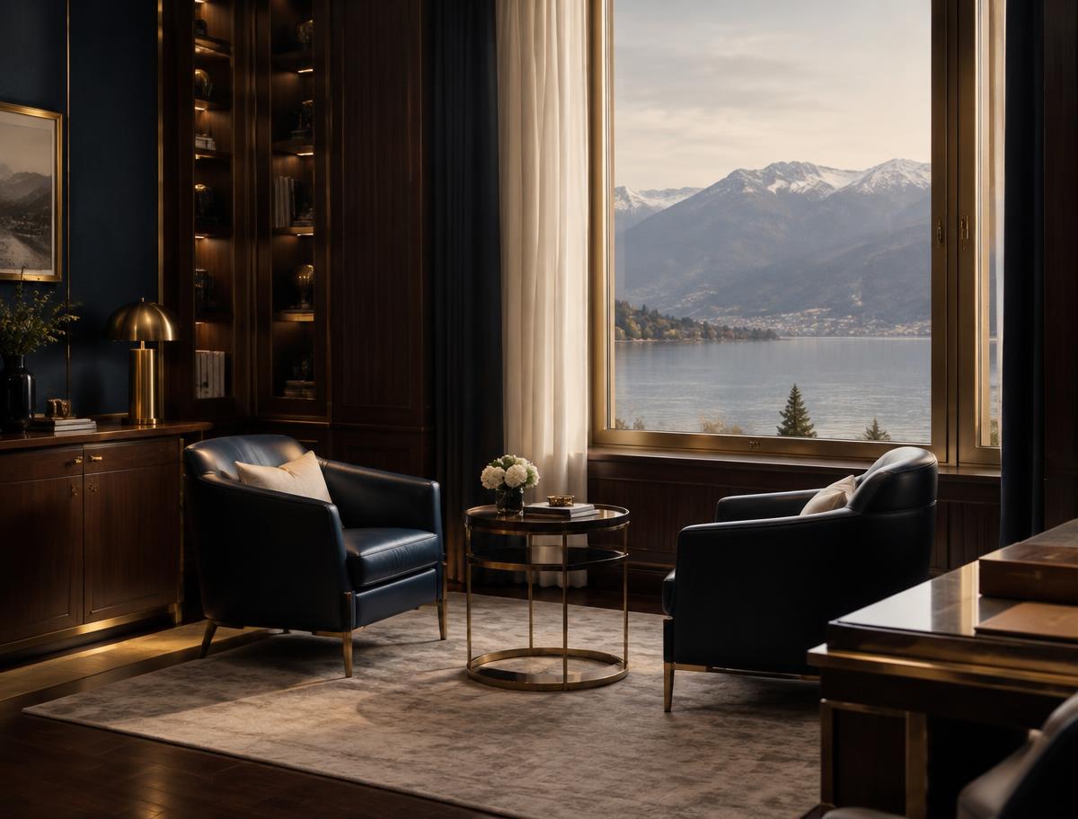 Diskreter Gesprächsraum mit Seeblick in einem Schweizer Beratungshaus